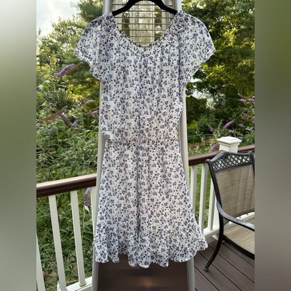 Sienna Sky Blue and White Flutter Sleeve Sundress - Picture 6 of 7